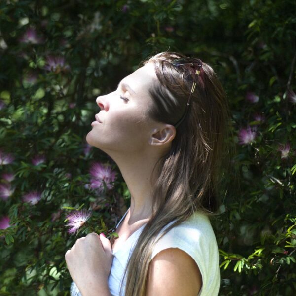 img of a woman looking calm